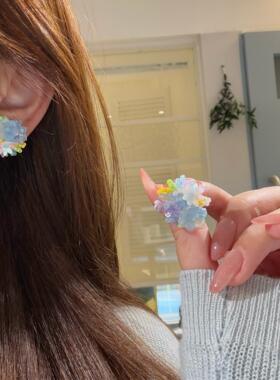 莫奈繁花彩色花朵耳钉