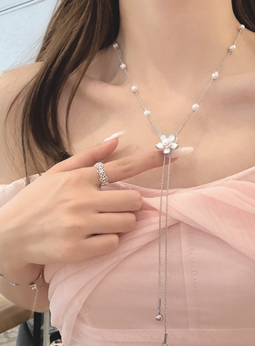 春日入场券 抽拉式珍珠山茶花项链