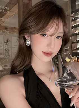 复古巴黎轻奢闪钻方形礼服耳环