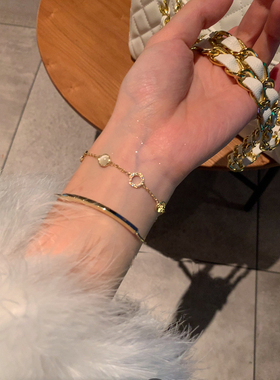 peachtea金色简约双层手链