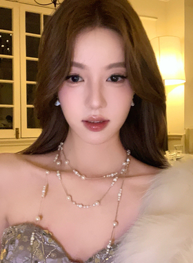 氛围感秋冬满天星多层珍珠项链