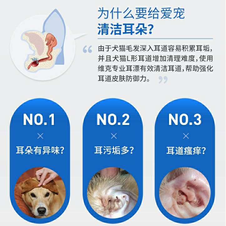 法国维克耳漂125ml 猫狗滴耳液耳螨洗耳液耳朵清洁液耳垢大瓶温和 - 图0