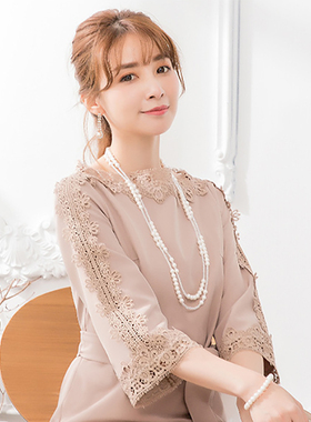 女士多层水晶长款旗袍珍珠项链