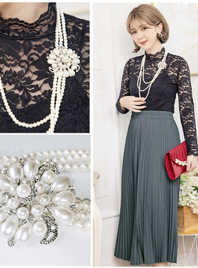 小香风仿珍珠女士旗袍多层毛衣链