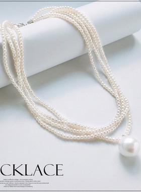 2025新款夏季多层珍珠项链短款四层锁骨链颈链女士法式毛衣链L098