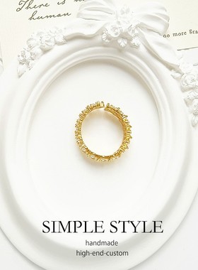 精致贝珠珍珠戒指女简约百搭食指戒指轻奢开口指环可调节指环E019