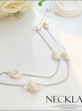 巴洛克珍珠项链长款简约毛衣链锁骨链女款优雅配饰品颈链长链L069