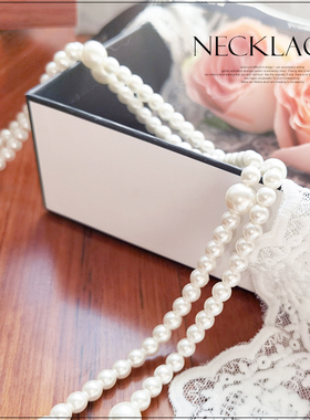 小香风旗袍装饰品多层珍珠项链