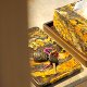 Italian style gold silk marble tray set