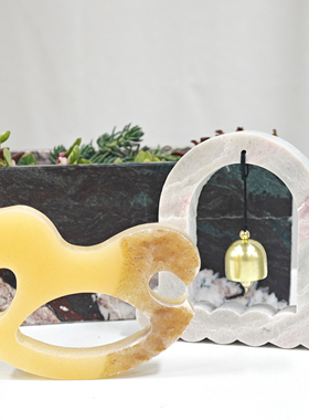 高颜值天然大理石动物摆件