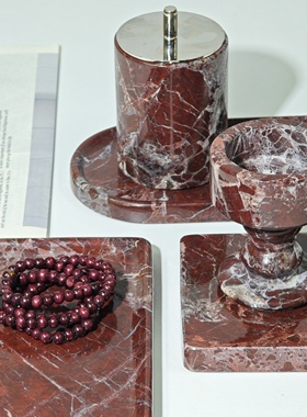 中古风紫罗红托盘收纳摆件