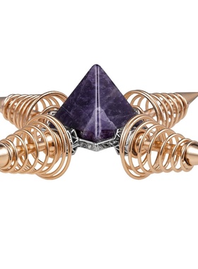 玫瑰金色锥形弹簧能量塔天然水晶石金字塔摆件冥想打坐能量发射器