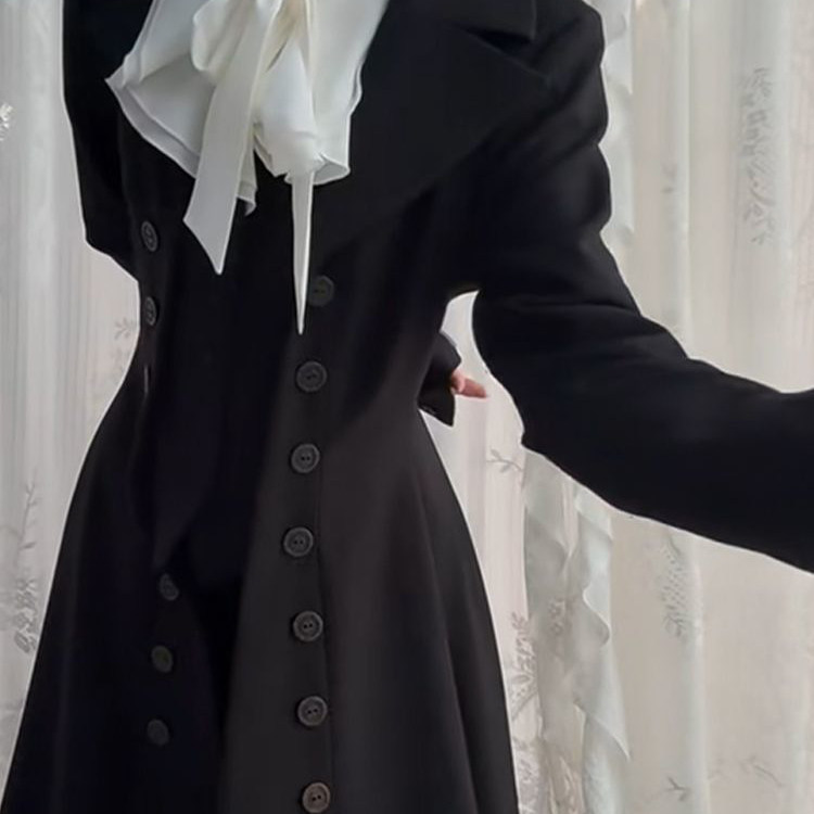 罗兰德 秋装新款哥特暗黑系优雅大小姐重工收腰显瘦长款大衣外套,淘宝优惠券,粉丝福利购,淘宝优惠卷