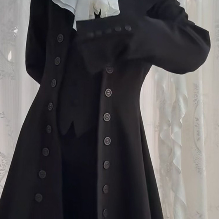 罗兰德 秋装新款哥特暗黑系优雅大小姐重工收腰显瘦长款大衣外套,淘宝优惠券,粉丝福利购,淘宝优惠卷