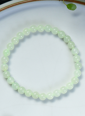 天然和田玉手串女款高冰晴玉石散珠素圈国风玉石青白玉手链冰晴