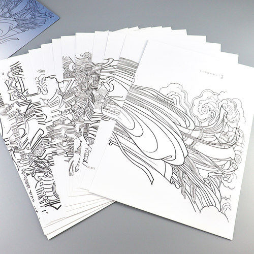 【4开袋装散页】永乐宫壁画线描稿 美术学院中国画教学临摹范本白描底稿教学画稿工笔画技法临摹教材线描笔画国画技法美术天津人美 - 图1