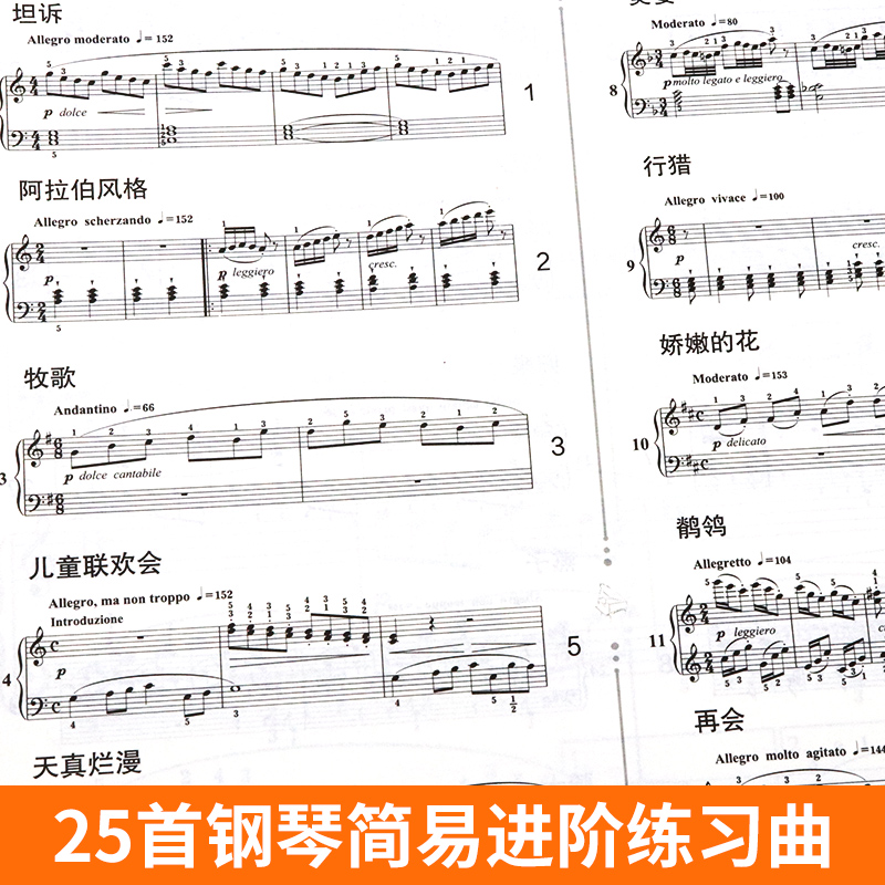 【活页环扣】布格缪勒25首钢琴简易进阶练习曲作品100（精注版）经典钢琴曲教材 大开本大音符国际同步平铺乐谱入门基础教程书籍 - 图2