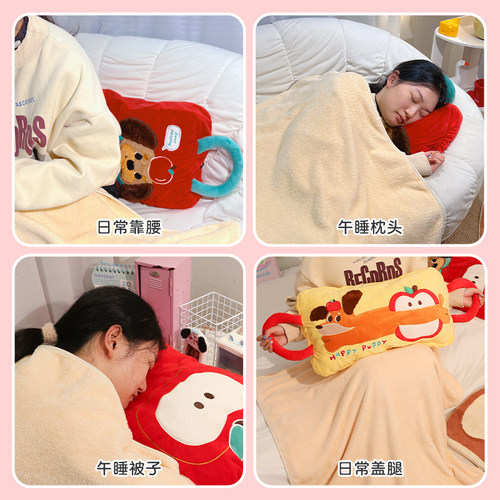 默默爱 抱枕毯子二合一被子两用圣诞礼物办公室午睡枕头车载加厚 - 图2
