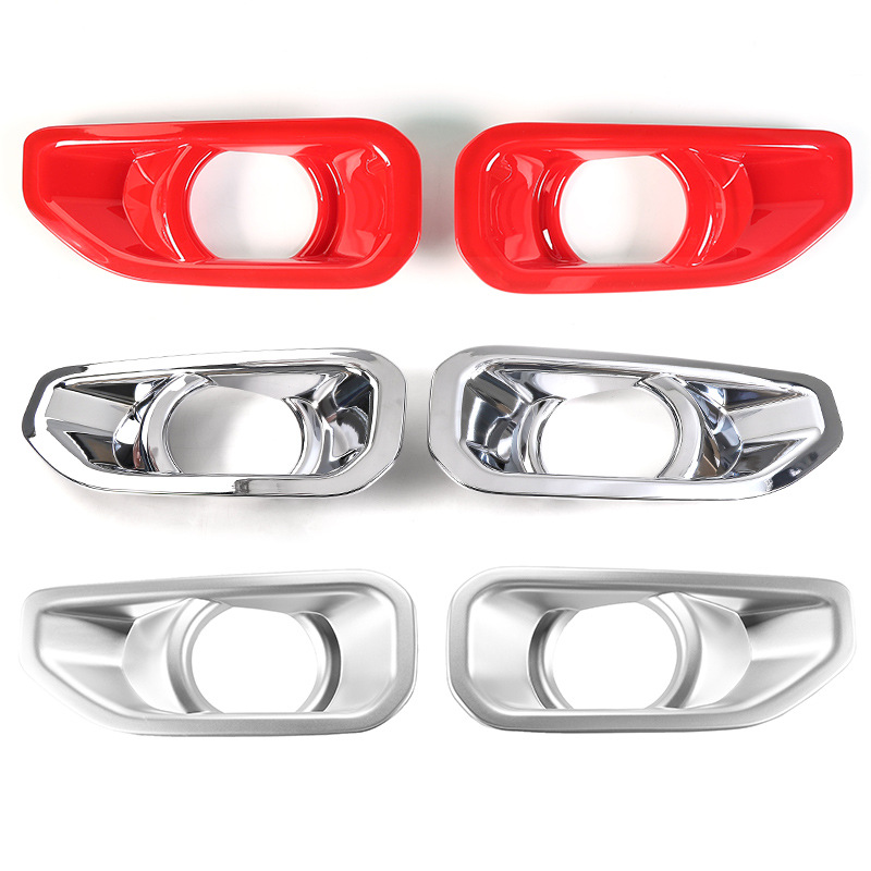 适用于18-22款jeep吉普牧马人JL雾灯框碳纤纹雾灯罩杠灯红色装饰 - 图3