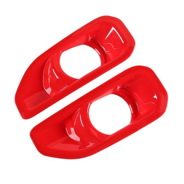 适用于18-22款jeep吉普牧马人JL雾灯框碳纤纹雾灯罩杠灯红色装饰 - 图1