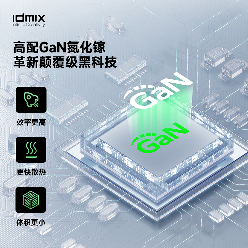 idmix充电宝自带线自带插头一体式氮化镓PD65W快充20000毫安可上飞机适用于苹果手机macbook笔记本电脑ipad