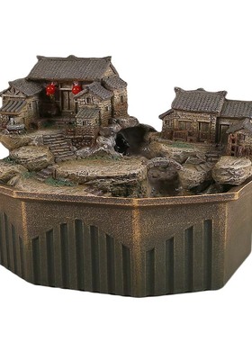 流水摆件循环水茶桌茶几家居客厅旺宅装饰复古怀旧书房摆设加湿器