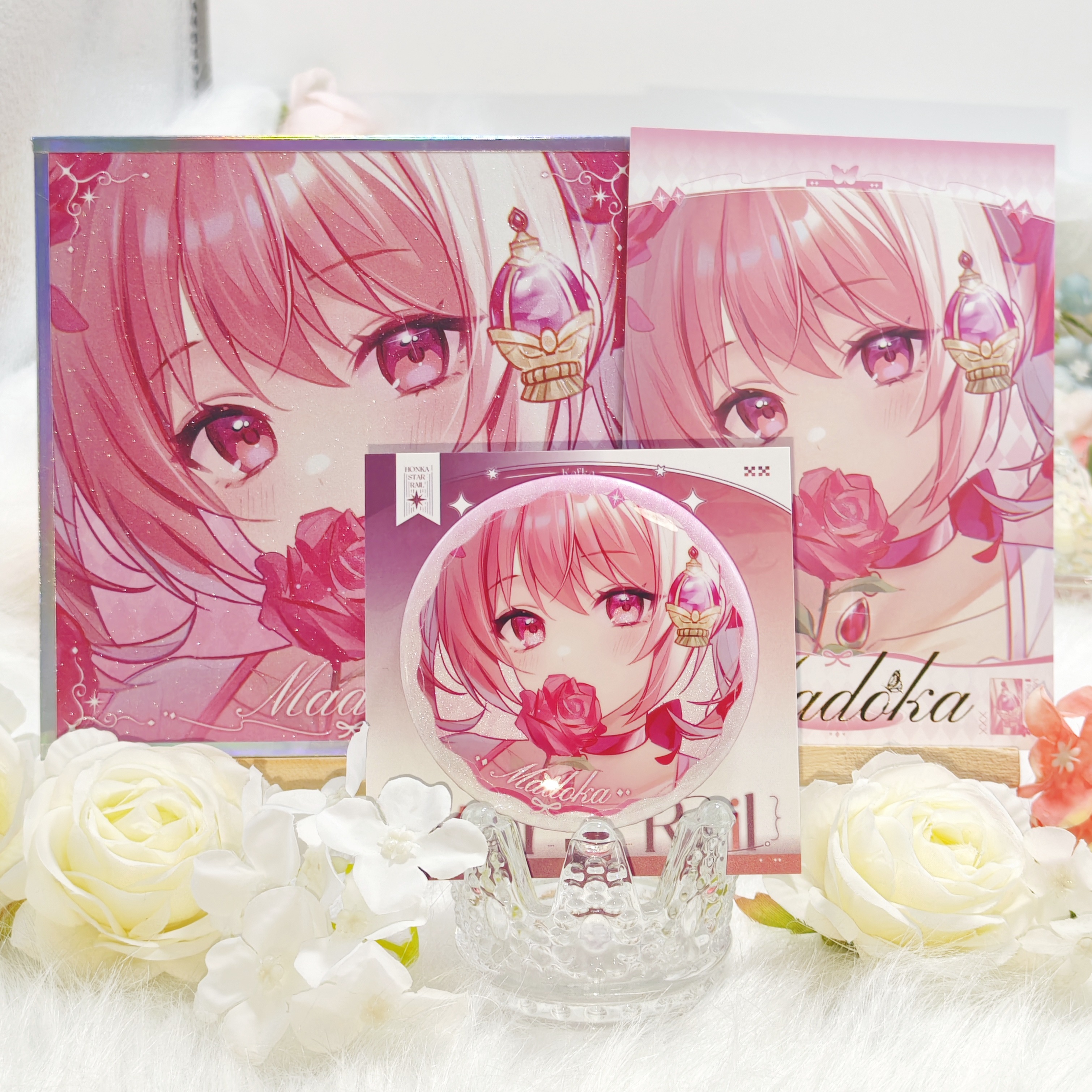 【原创同人】魔法少女小圆周边鹿目圆香晓美焰吧唧徽章色纸明信片 - 图0