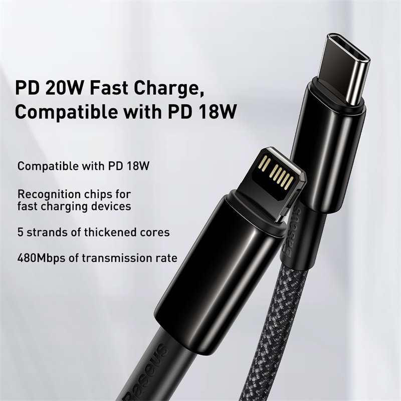 Baseus 20W USB C Cable适用iPhone14苹果13数据线12充电线PD快充11车载20W快充线手机typec转lightning闪充 - 图0