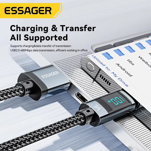Essager 7A USB Type C Cable 100W USB C Charger Data For Realme Huawei 66W Fast Charging Wire Cord - 图2