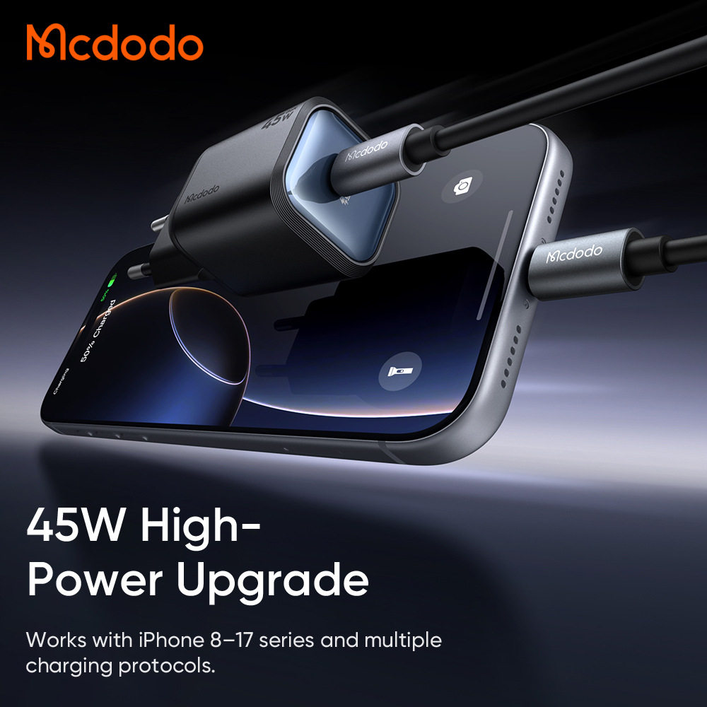 MCDODO 45W GaN Charger适用iPhone Fast Charger For Laptop USB C Charger Portable Travel Charger Quick