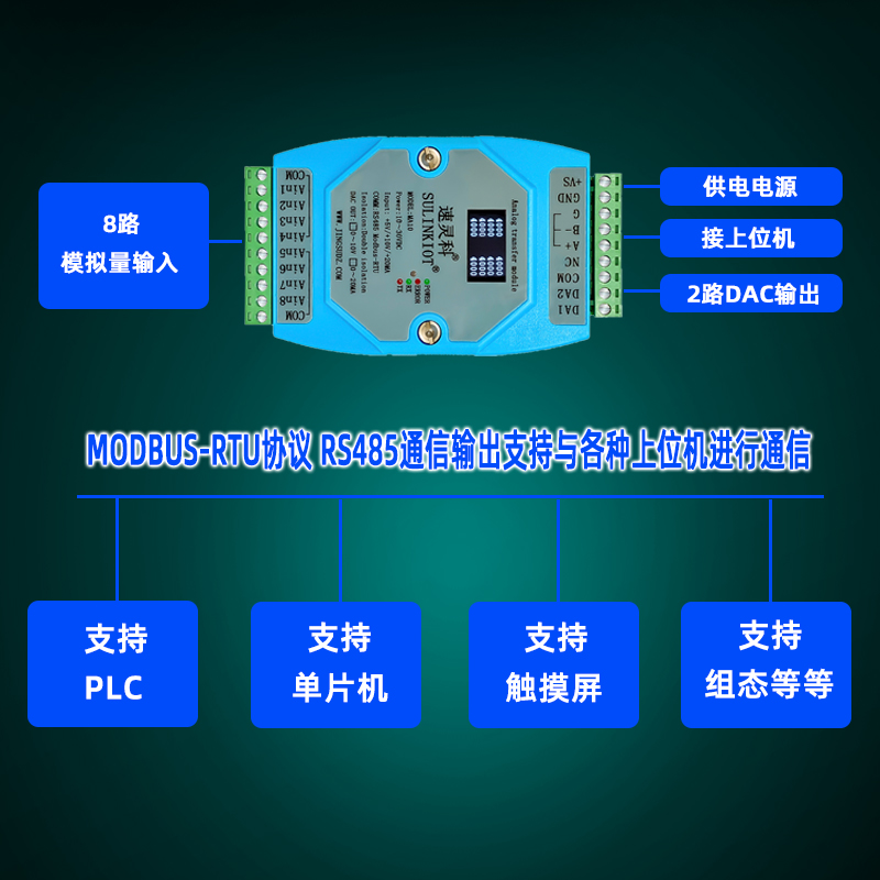 8路4-20MA0-10V2-10V0-20MA模拟量转RS485变送器模块DAC输出MA10 - 图3