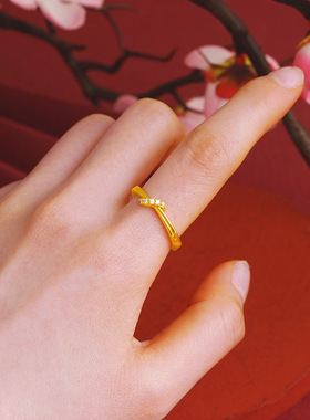 新品时尚百搭简约镶钻戒指活口可调节男女戒指高保色仿金镶钻饰品