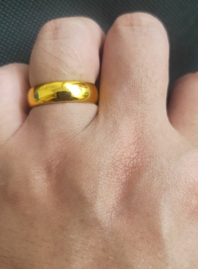 越南沙金古法情侣戒指仿真黄金色久不掉色实心磨砂男女素圈指环