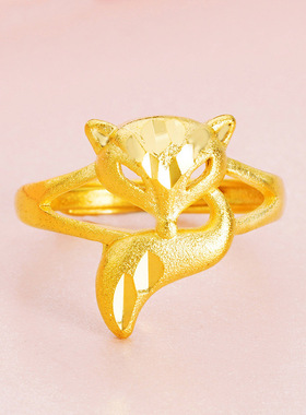 火爆久不掉色越南沙金火狐狸戒指女欧币爆款戒指环开口婚礼首饰品