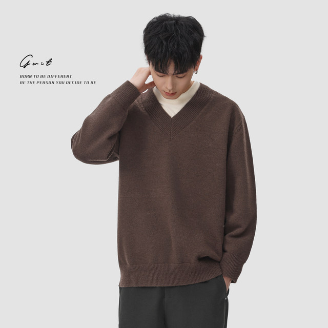 GWIT autumn and winter V-neck top knitted sweater for men