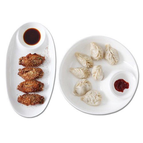 创意家用多格纯白陶瓷大盘子饭店酒店带格子酱料饺子盘寿司盘菜盘 - 图3