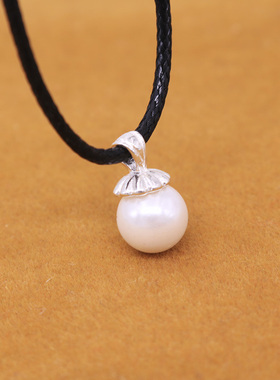 diy托盘珍珠圆形蜜蜡镶嵌吊坠