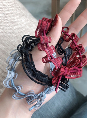 ins少女心蕾丝打结高弹力发饰