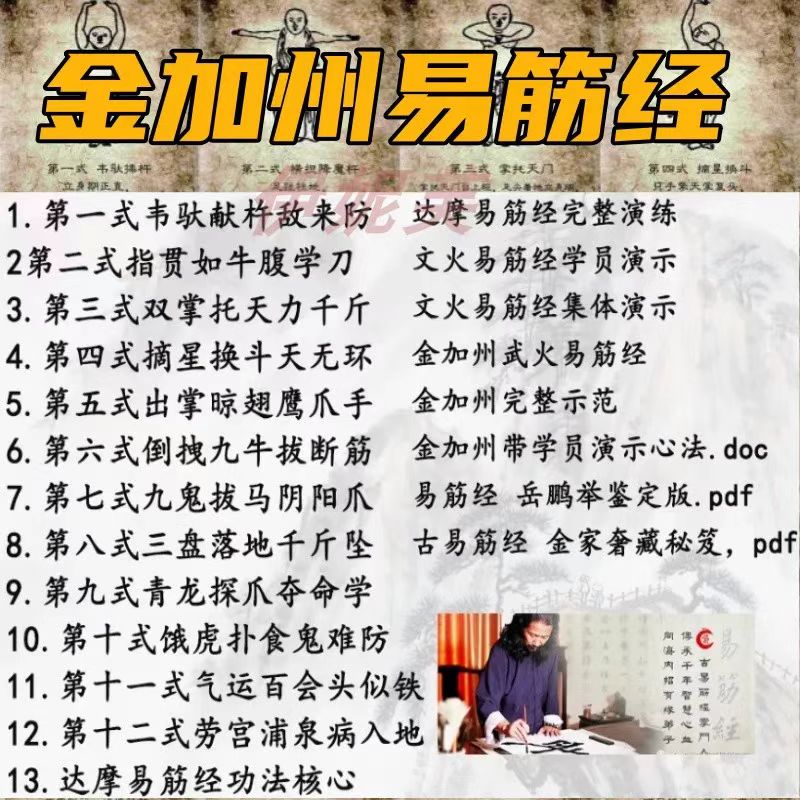 金加洲易筋经真人示范视频教学课程资料网课金加州古法易筋经 U盘 - 图1