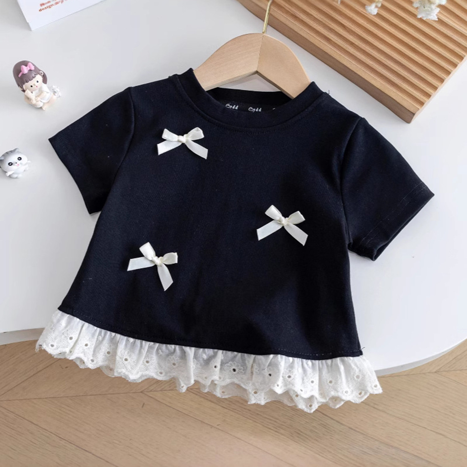 女童蝴蝶结短袖T恤夏季新款儿童纯棉上衣宝宝夏天外穿半袖衣服3岁,淘宝优惠券,粉丝福利购,淘宝优惠卷