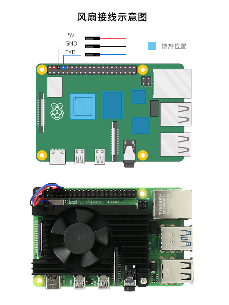 树莓派4B 散热器 铝合金散热风扇Raspberry Pi 4B PWM调速风扇 - 图1