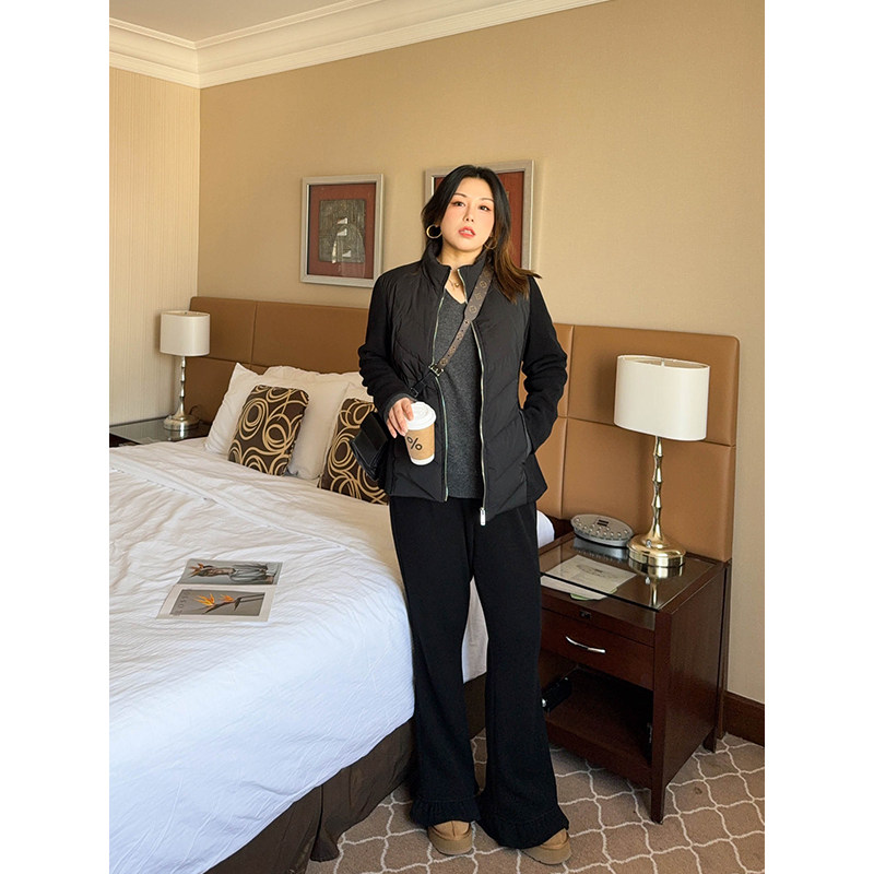 vogana戛纳家大码原创甜美宽松显瘦温暖加厚荷叶边直筒裤显腿长,淘宝优惠券,粉丝福利购,淘宝优惠卷