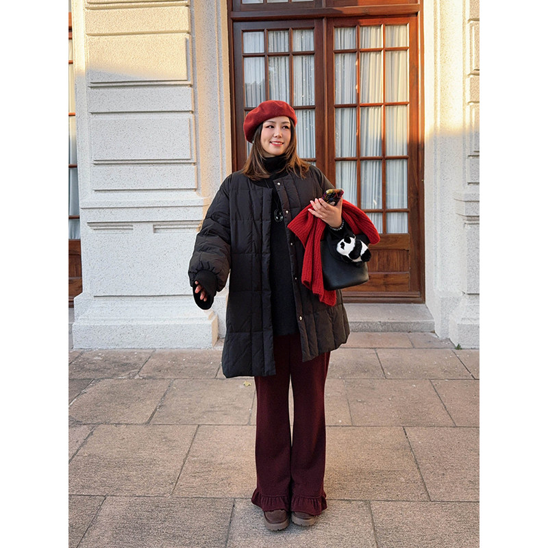 vogana戛纳家大码原创甜美宽松显瘦温暖加厚荷叶边直筒裤显腿长,淘宝优惠券,粉丝福利购,淘宝优惠卷