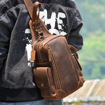 Original Retro New Leather Chest Bag Men Backpack Mad Mapi Large Capacity Diagonal Satchel Personality Bull Leather Tide Pack Bag