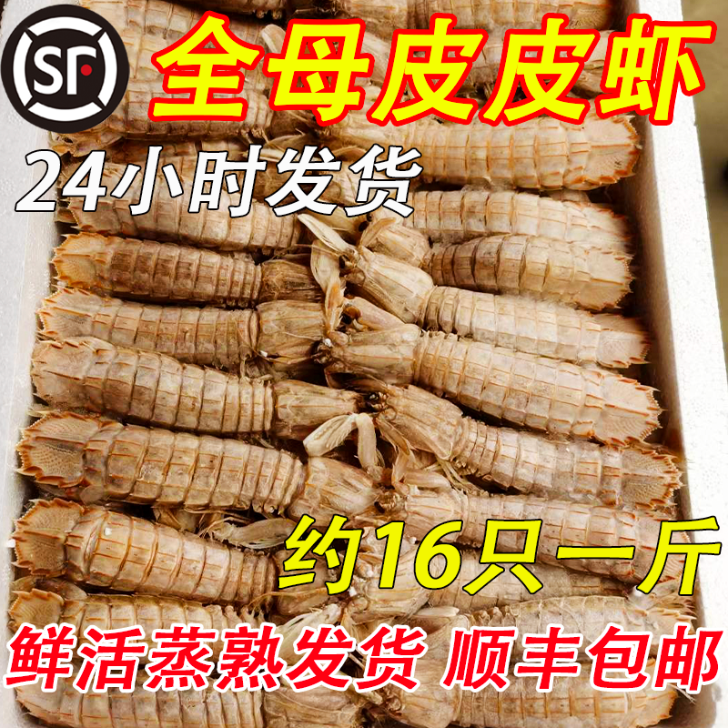 皮皮虾鲜活特大全母带膏琵琶虾熟冻椒盐即食皮皮虾肉-图1