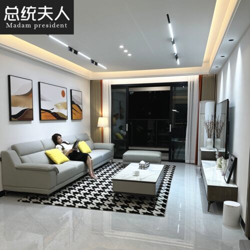 【总统夫人】高靠背头层牛皮沙发现代简约客厅家用小户型直排沙发 - 图3
