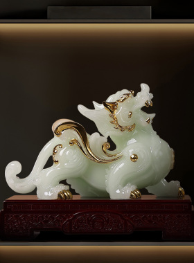 金镶玉貔貅一对招财客厅摆件