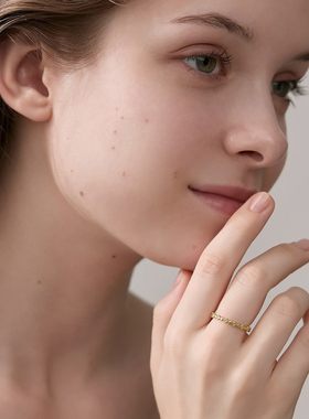 回馈款日系nojes*轻奢简约百搭素圈戒指s925银镀金戒指环百搭礼物