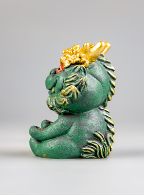 逗兽记青砂石摆件国潮桌面茶宠