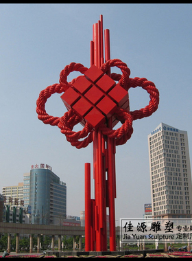 不锈钢中国结雕塑影壁墙定做摆件